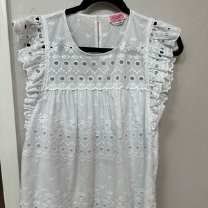 Kate Spade White Eyelet Ruffle Blouse
